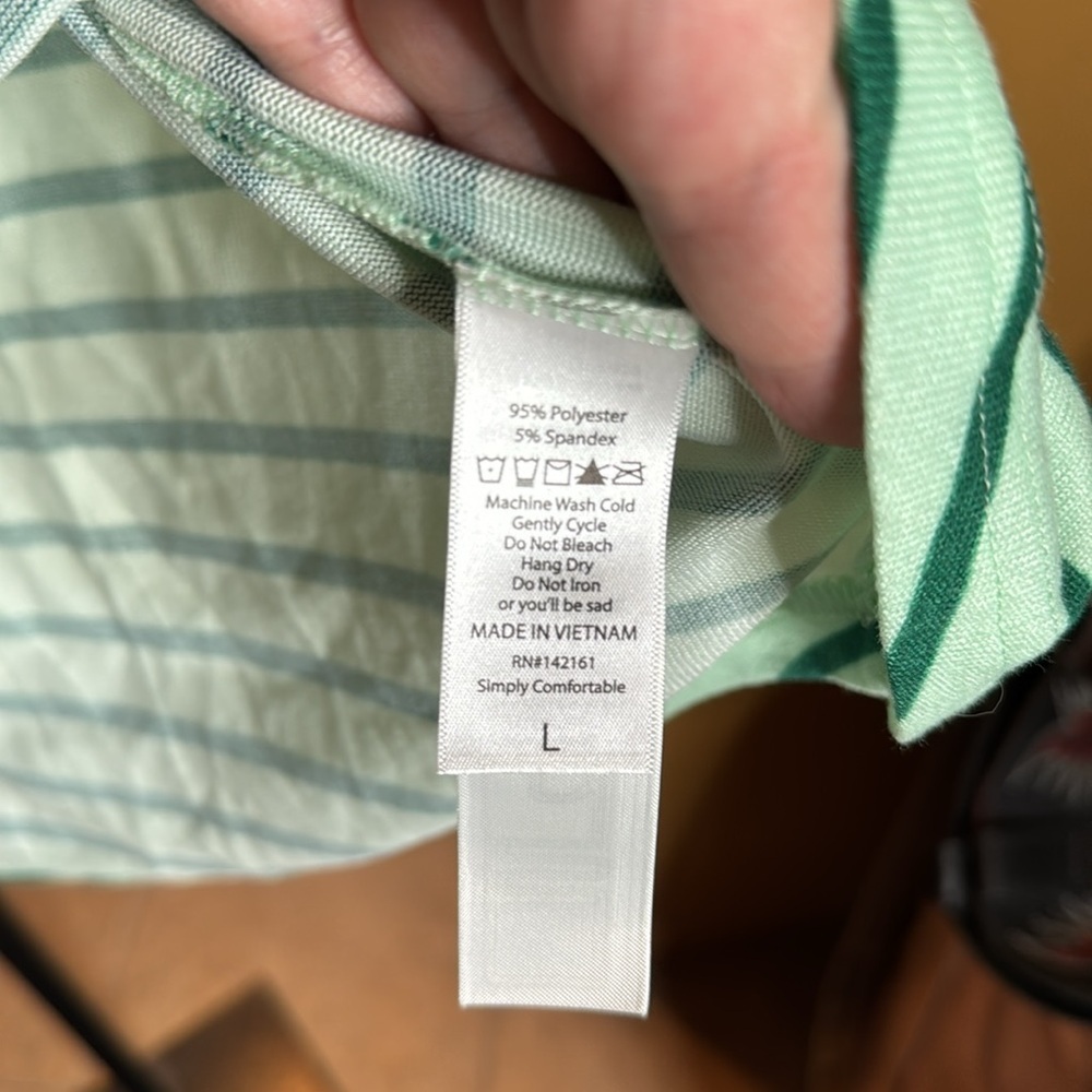 NWT LuLaRoe Amber Lightweight Green Striped Hoodie Hacci Size Large - Picture 7 of 9